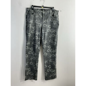 Womans Cato Casual Jean Pants 14 Black Floral Stretch